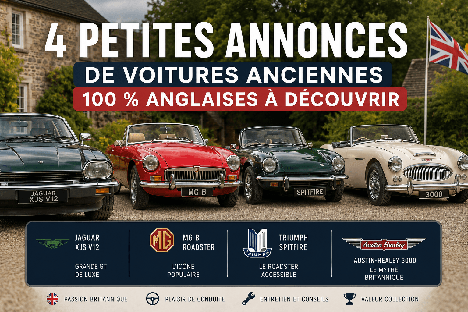 4 petites annonces de voitures anciennes 100 % anglaises à découvrir