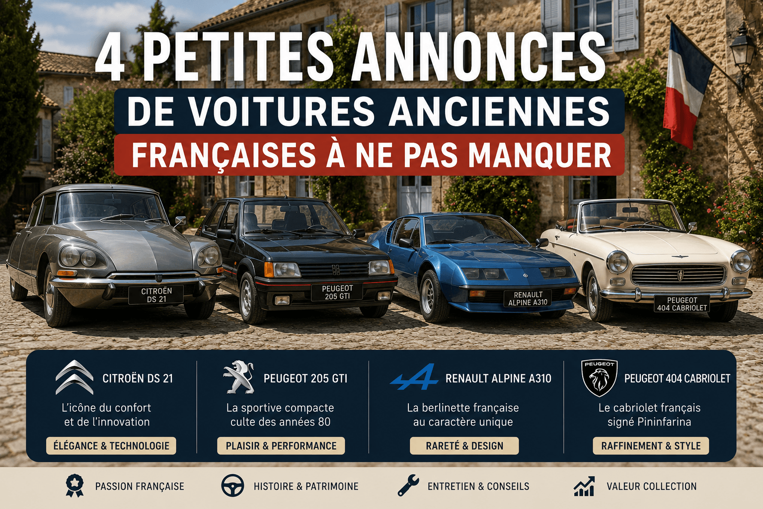 4 petites annonces de voitures anciennes françaises à ne pas manquer